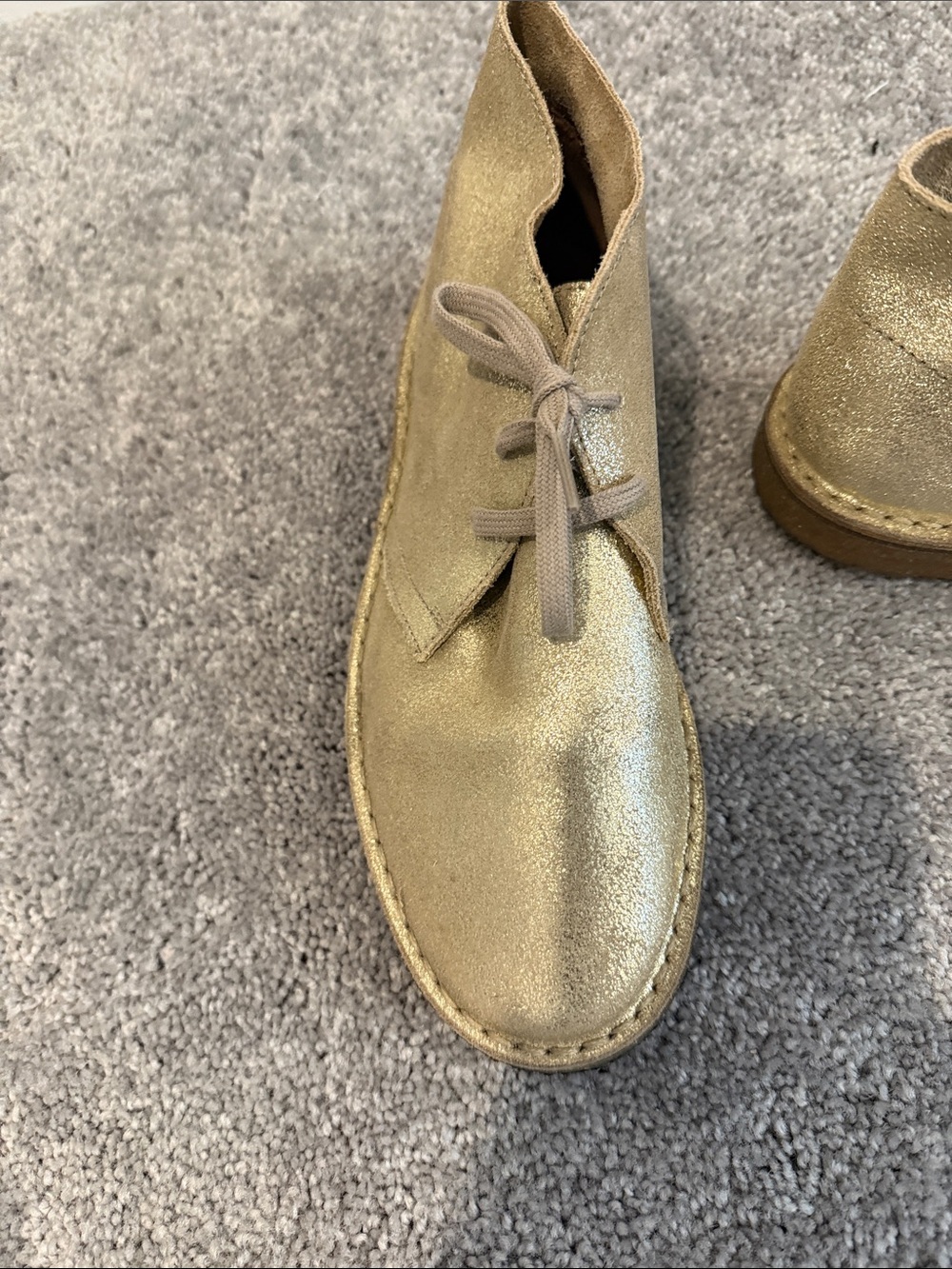 J. Crew Gold Metallic Lace-Up Ankle Boots